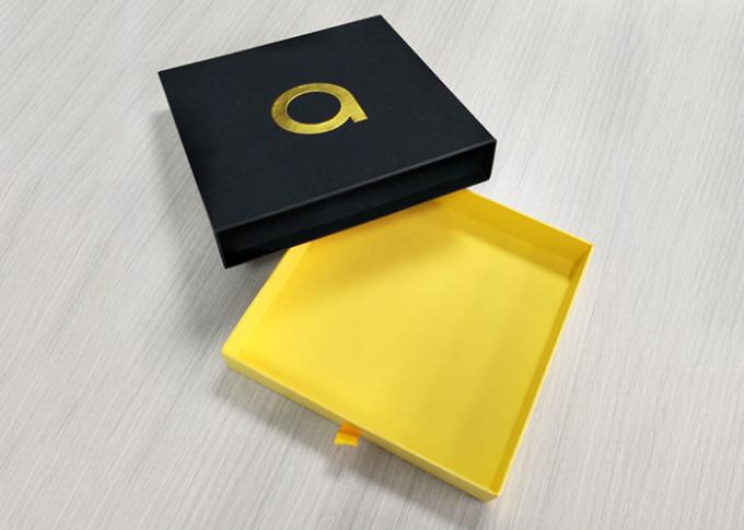Joyería que resbala la caja de papel, diseño abierto del logotipo del sellado de oro de las cajas de la diapositiva hecha a mano