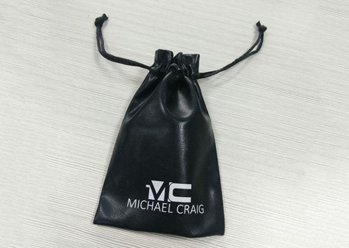 Bolsos coriáceos negros de la joyería del lazo, logotipo de la impresión de la pantalla de la bolsa del lazo del ante