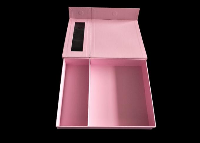 Caja de tarjeta magnética rosada de regalo del cierre con dos capas intermediarias y una ventana clara