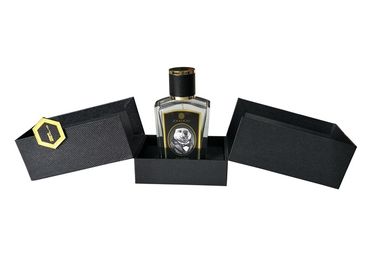 China 2 lados abren las cajas texturizadas negro del envoltorio para regalos del perfume modificadas para requisitos particulares con el parte movible de EVA fábrica