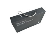 Aduana de empaquetado plegable del logotipo de las cajas del cartón negro con la cuerda de tirón plegable proveedor