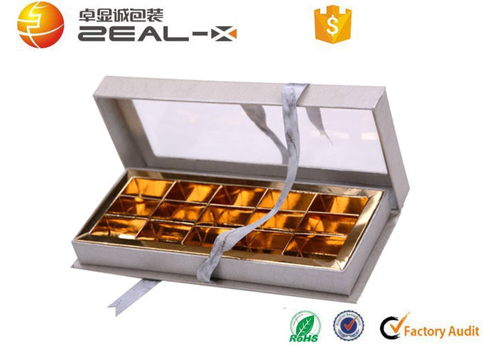 La caja de regalo del papel de categoría alimenticia CMYK/Pantone colorea el chocolate que empaqueta con la ventana del PVC