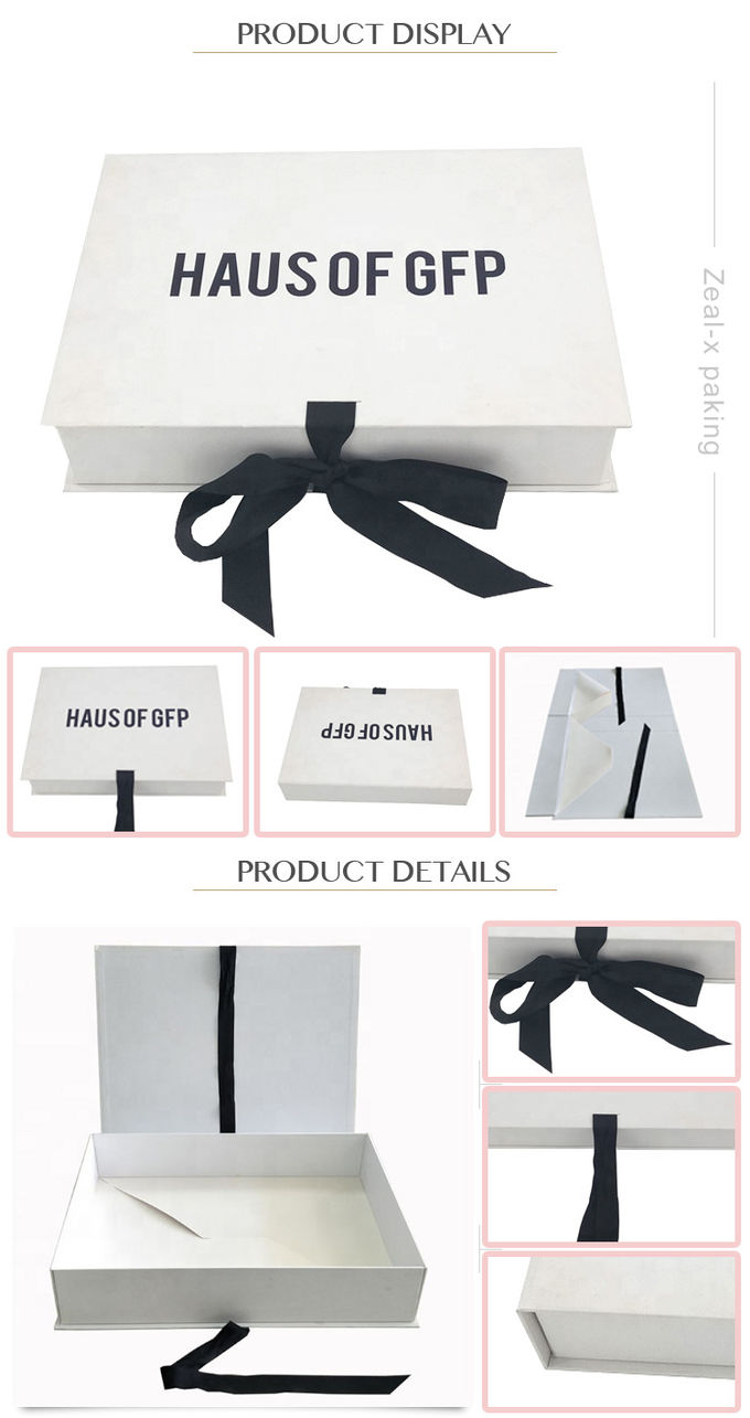 Transporte fácil magnético plegable plano blanco de la caja de regalo del cierre de la cinta para el empaquetado del vestido