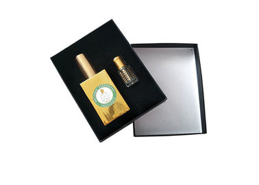 China Perfume de sellado caliente del logotipo de las cajas rígidas de encargo negras del cartón que envuelve el envase fábrica
